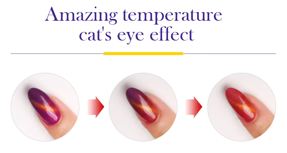 Лазурная красота Хамелеон кошачьи глаза УФ-гель для ногтей изменяющий цвет в зависимости от температуры Led Лак Полупостоянный Led термо-лак
