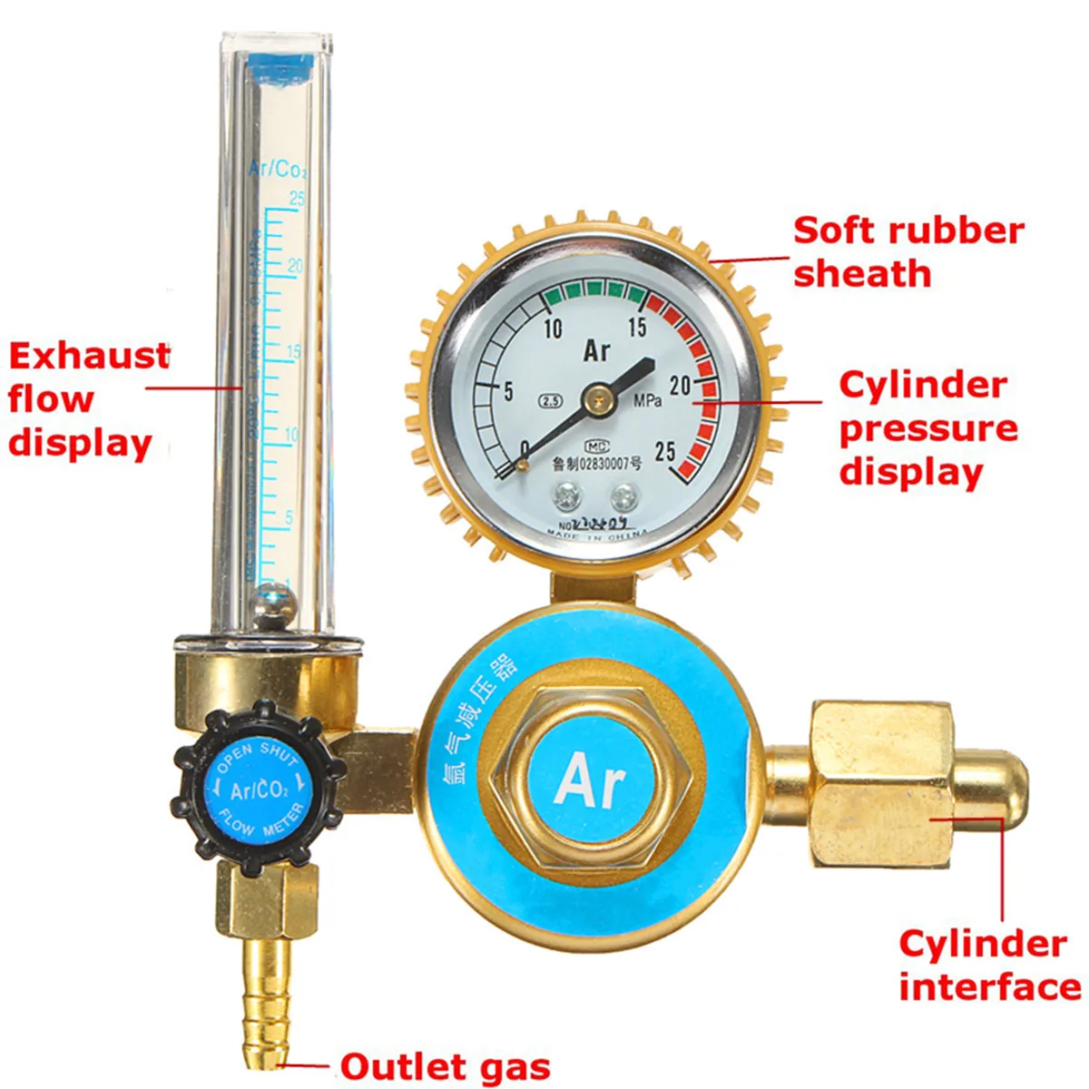 Металл и резина аргон CO2 газ Mig Tig счетчик регулятор потока сварочный манометр предохранительный клапан долговечное качество