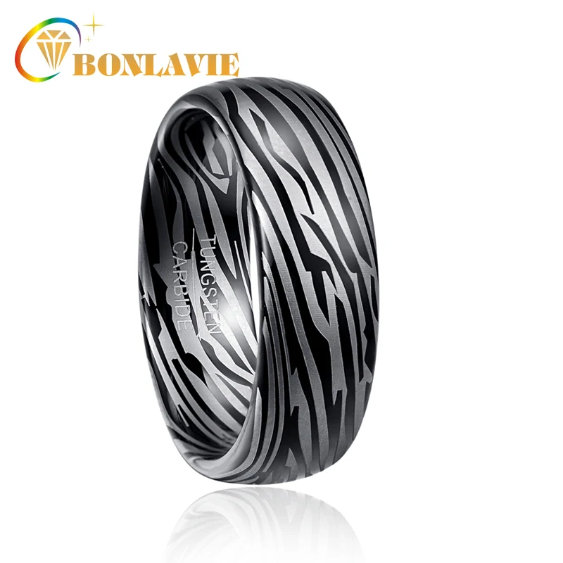 

2018 Fashion engaged men rings Dome Damascus Tungsten Ring Wedding bridegroom Jewelry Gift free shipping
