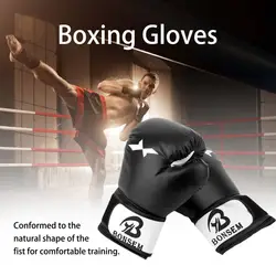 Боксерские перчатки удобный защитный перчатки из искусственной кожи тренировочные перчатки боксерские аксессуары черный и красный цвет