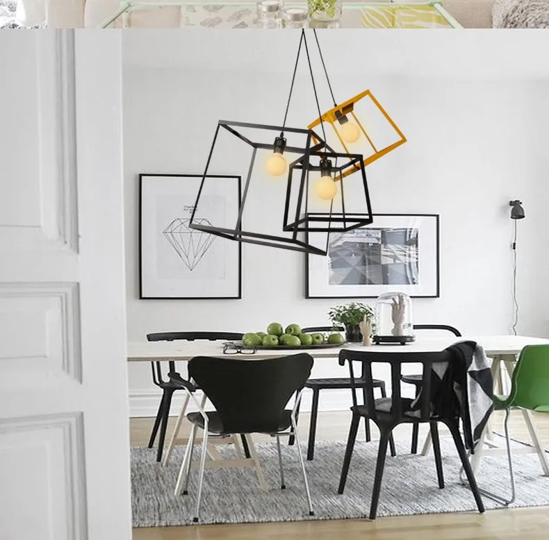 Modern Minimalist CUBE BOX FRAME Pendant Light Geometric Simple bar counter kitchen ceiling lamp light fixture (22)