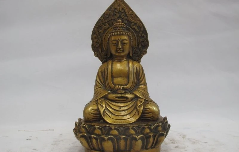 

Chines Tibet Buddhism Bronze Copper lotus Seat Amitabha Sakyamuni Buddha Statue