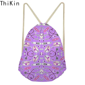 

THIKIN Cute Nurse Love Purple Sports Gym Bags Women Nursing Pattern Small Running Girls Women Backpack Fitness Gymsack Ladies
