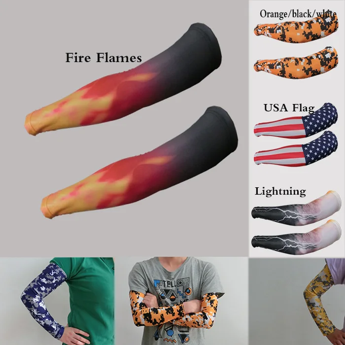 

Stretch Athletic Sport Skins Arm Sleeves Sun Protective UV Cover Golf Outdoor camo baseball softball sleeve