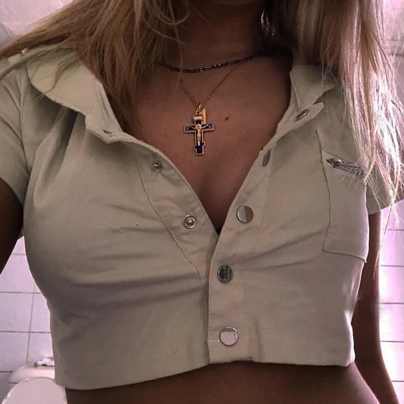 HEYounGIRL милитари V образный вырез сексуальный короткий топ футболка Женская