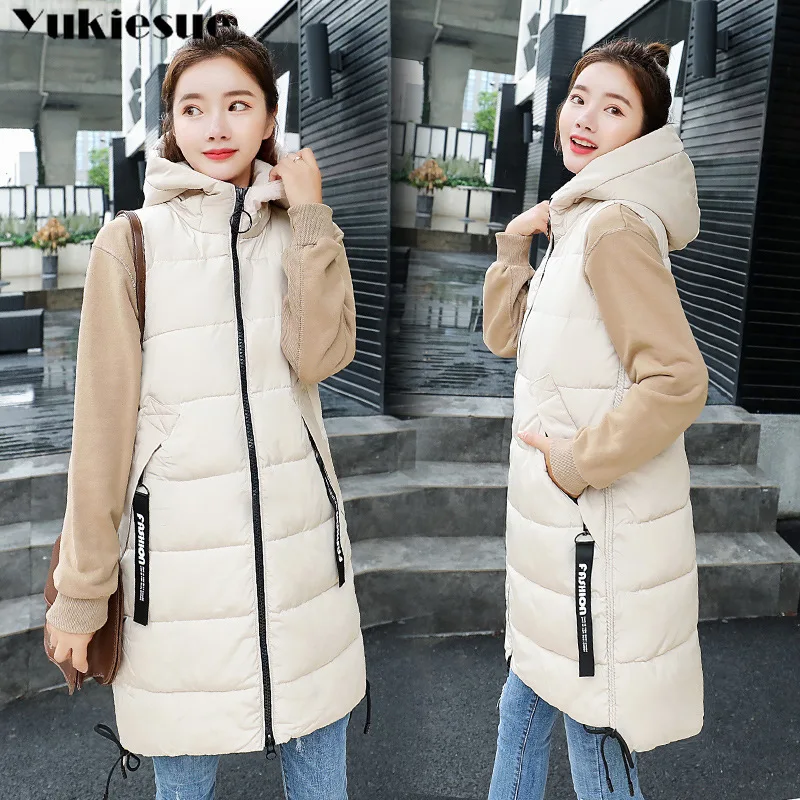 New winter thicken warm cotton down vest for women fashion loose version long sleeveless coat women's veste femme ladies