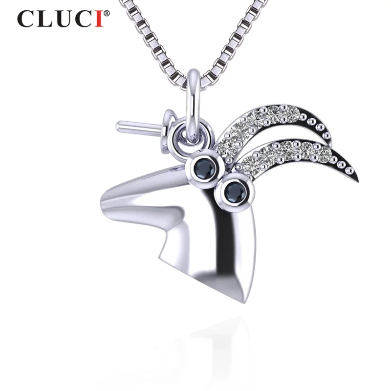 

CLUCI Silver 925 Buckhorn Pendant with 12 Pcs Zircon Gemstone Fashion Women Necklace Jewelry Real Sterling 925 Silver Pendant