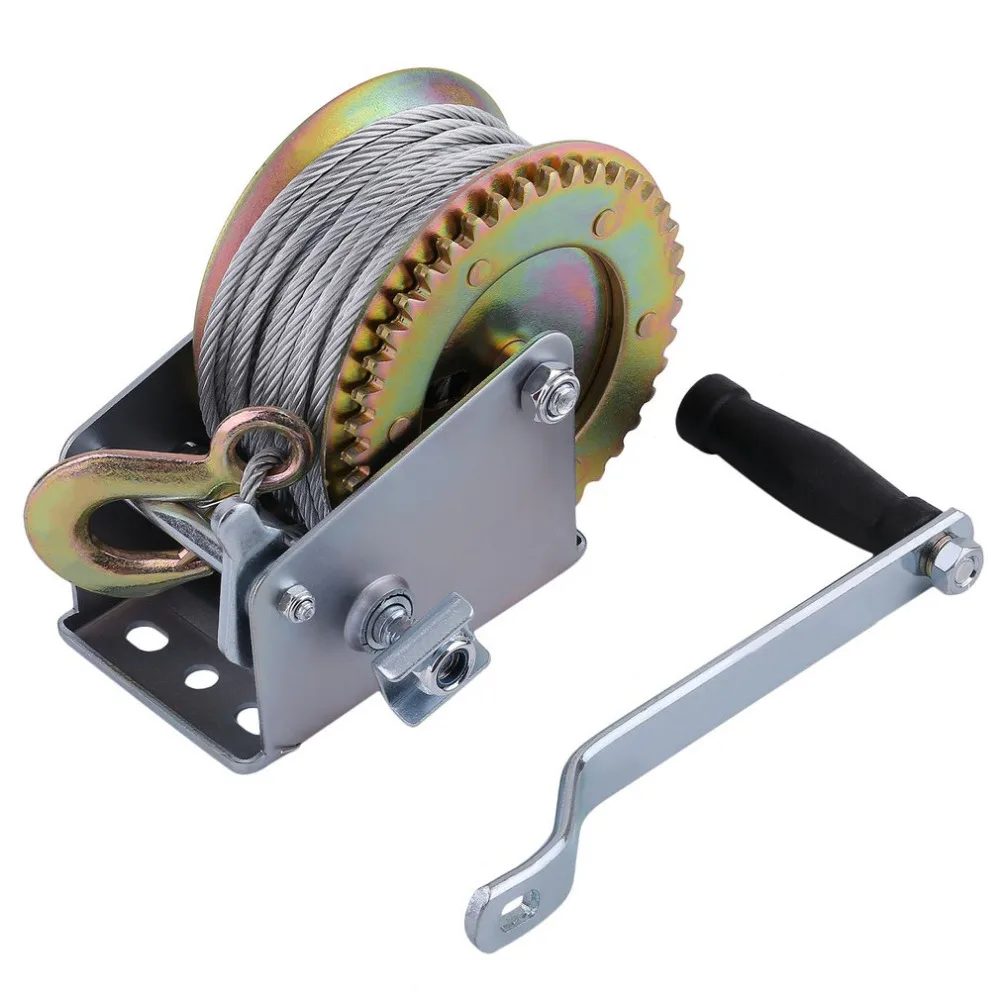 

Rated Capacity 1200lbs Truck Auto Hand Manual Winch Portable Boat Marine Trailer 20M Cable Hook Manual With Grip Crank Handle