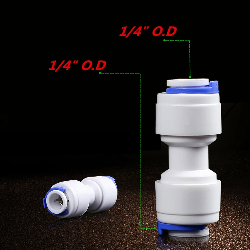10PCS Union Equal 1/4" Straight Tube O.D Quick Connector Fittings RO Water Filter Adapter For