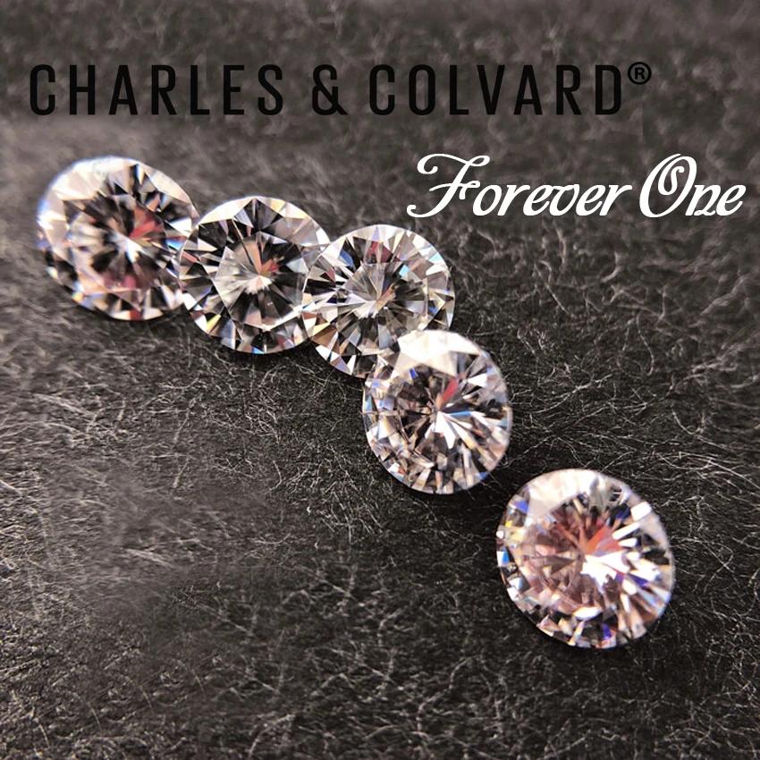 Бесцветный 6 мм 0.68CT VVS DEF Сертифицированный Charles Colvard Forever One Round Brilliant Cut Loose Moissanite Gem