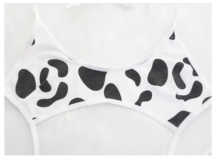Каваи черный белый корова печати Мини спинки Один Кусок Бикини комбинезон Эротические Сексуальные Костюмы Боди для женщин Сексуальное белье