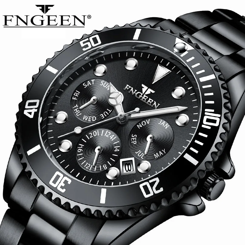 Green Ghost new watch male non-mechanical quartz waterproof steel belt fashion trend watch male watch