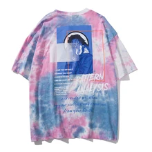 Plegie Tie Dye, футболки с круглым вырезом, короткий рукав, лето, хлопок, Повседневная Уличная одежда, мужская футболка в масках, модные топы, футболки