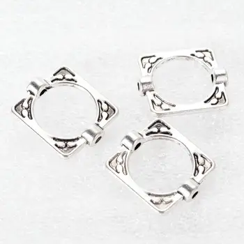 

Tibetan Style Alloy Bead Frames, Lead Free & Nickel Free & Cadmium Free, Rectangle, Antique Silver, 16x14x3mm