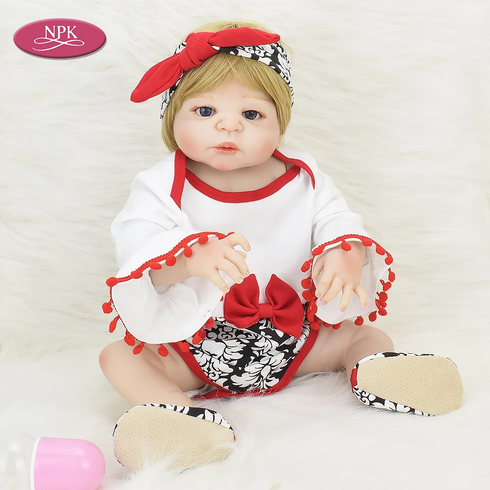 

NPK 57CM Full Silicone Reborn Toddler Doll Bathe Toys for Girls Realistic Newborn Babies Princess Lifelike Baby Doll Bebe Menina