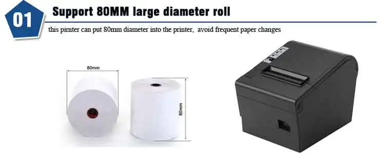 hp mini printer High quality 80m Thermal Receipt printer Kitchen Milk Tea Shop POS Printer with USB+Lan interface HS-825UL mini printer cheap