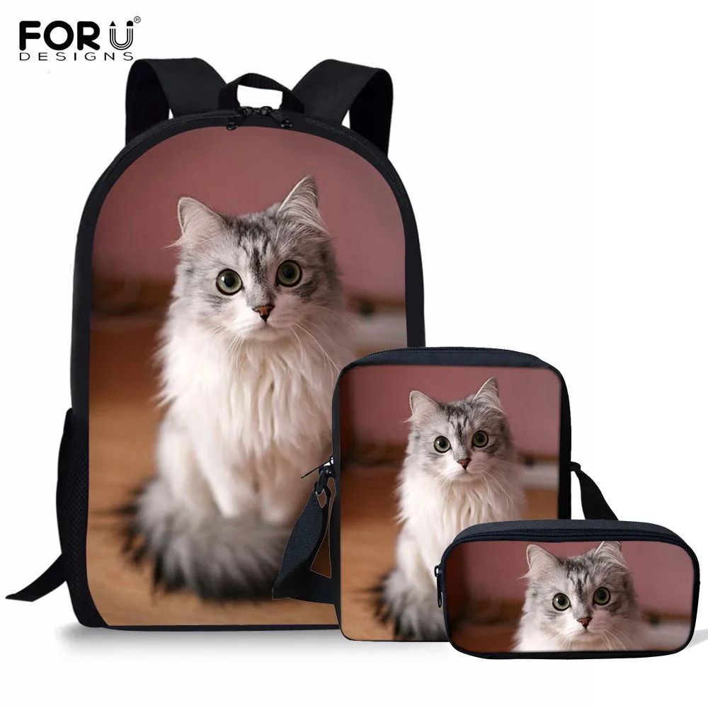 

FORUDESIGNS 3Pcs/Set School Backpack Pretty Cats Printing Teenage Girls Student Orthopedics Rucksack Bookbag Mochilas Mujer 2019