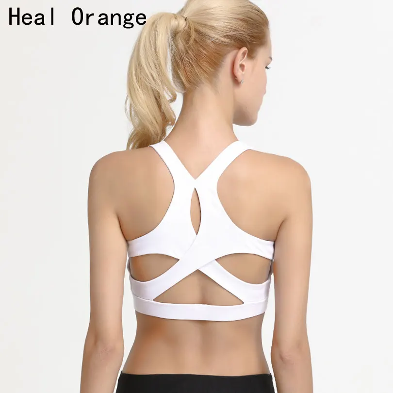 Goedkoop Anti Zweet Sportbeha Tops Vrouwen Cropped Athletic Vest Strappy Yoga Top Hoge Ondersteuning Push Up Runing Bras Gym kleding Ondergoed