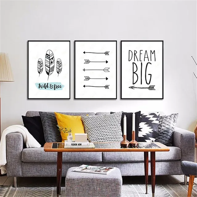 Haochu House Office Bedroom Diy Painting Quote Arrow Black White Haochu House Office Bedroom Diy Painting Quote Arrow Black White Background Wall Art Poster Print Canvas