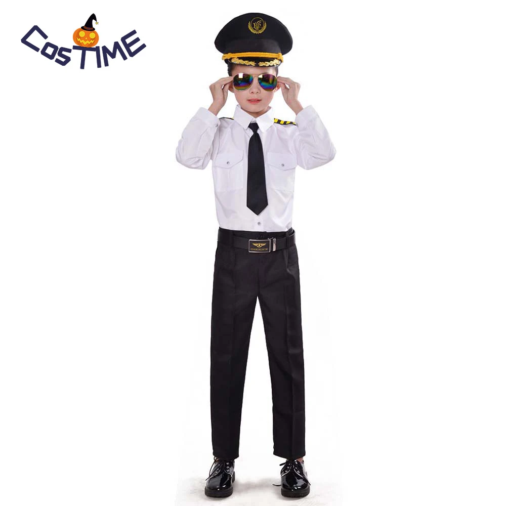 Airline Pilot Kostum Cool Boy Kapitan Roleplay 6 Stucke Kleid Up Set Meile Hohe Flug Uniform Halloween Kostum Fur Kinder Halloween Costumes For Children Halloween Costumepilot Costume Aliexpress