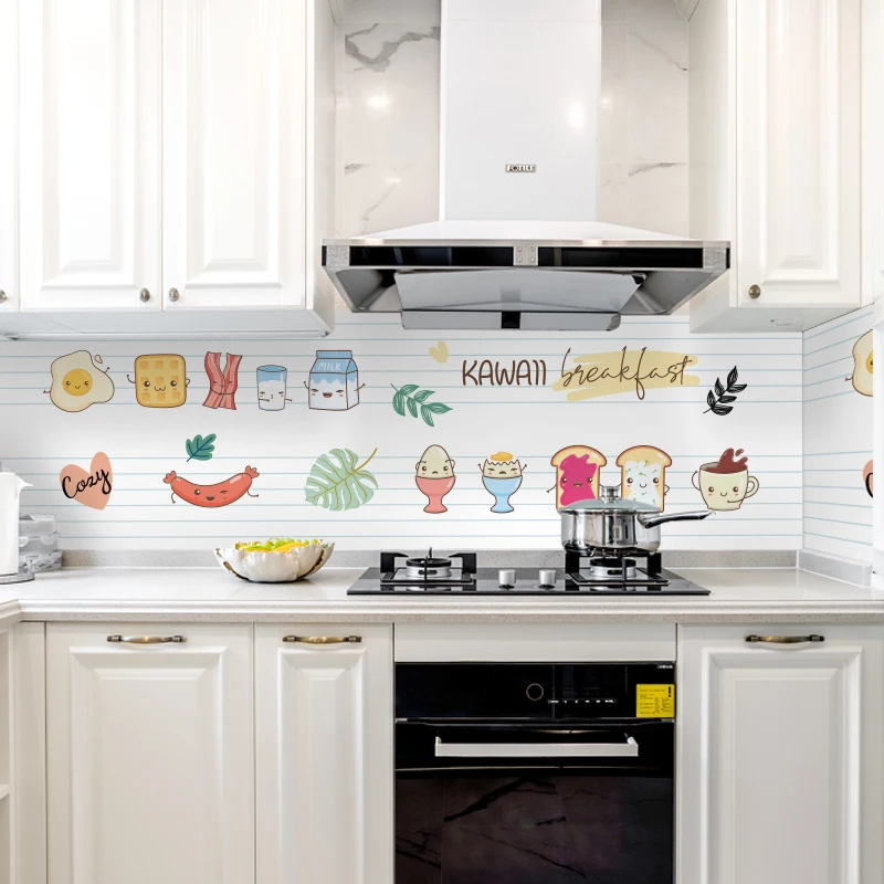 60*200cm Kitchen oil-proof wall stickers cooker high temperature waterproof tile cabinet range hood refurbished wallpaper