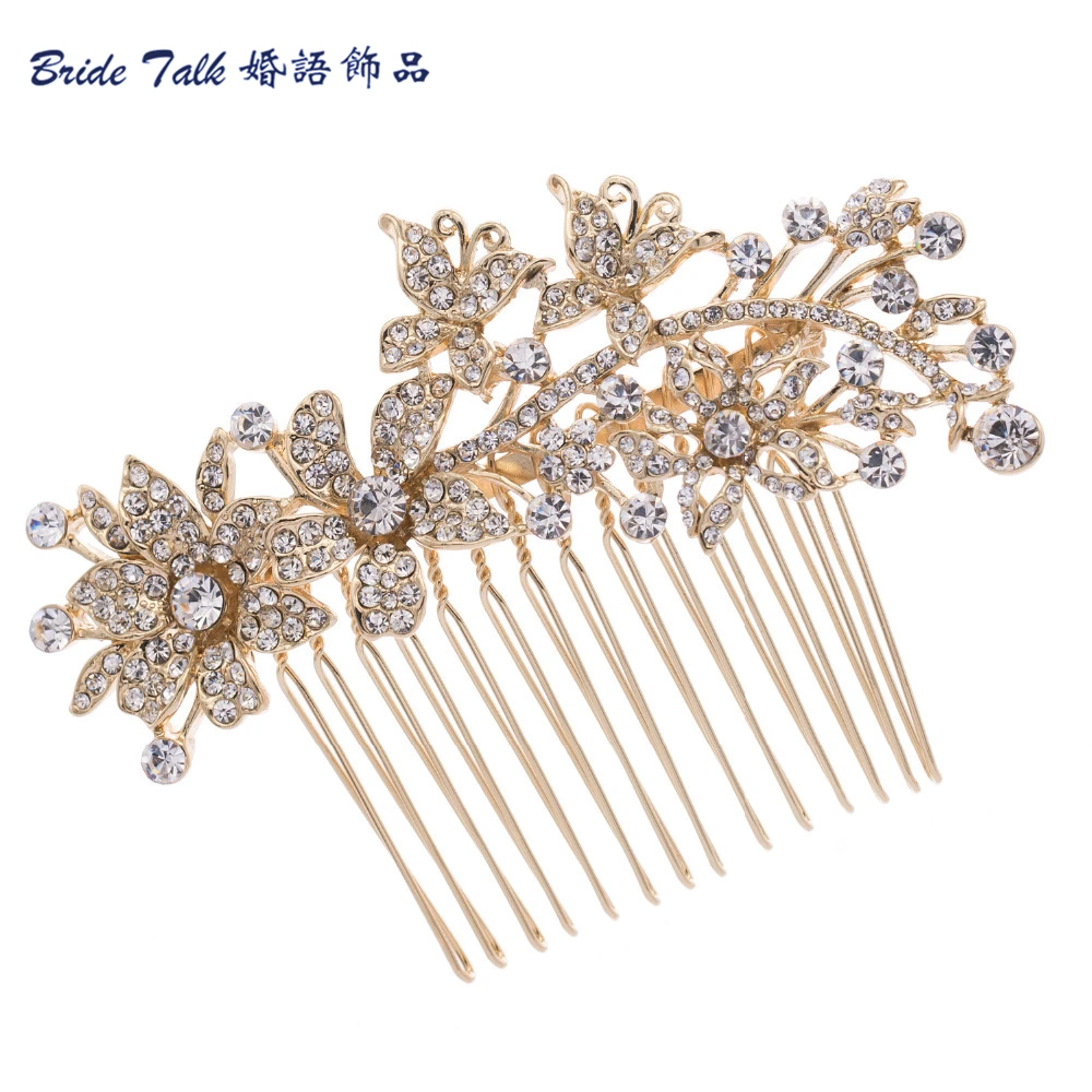 Rhinestone Crystal Flower Hair Comb Wedding Hair Accessories Bridal Hairpins Jewelry Wholesale ...