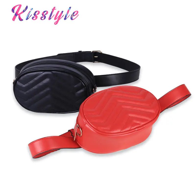 

Kisstyle Women Waist Bag Fanny Packs Luxury Brand Leather Chest Belt Handbag High Quality Designer Lady's Shoulder Bag Purse