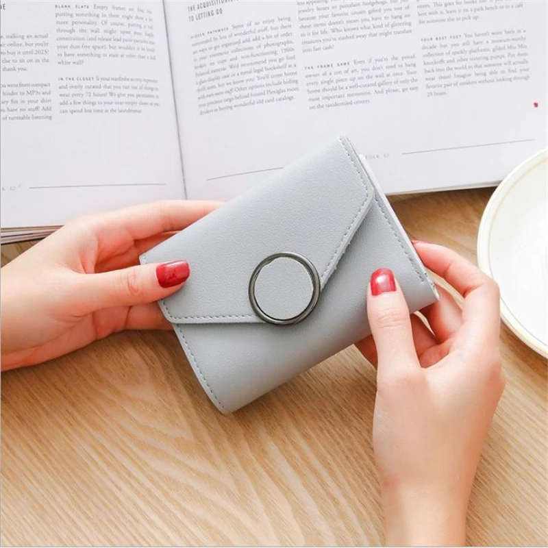 Cross-border Foreign Trade Explosion Short Paragraph Women's Wallet Korean Version Round Buckle Wallet Mini Change Card Package Cross-border Foreign Trade Explosion Short Paragraph Women's Wallet Korean Version Round Buckle Wallet Mini Change Card Package