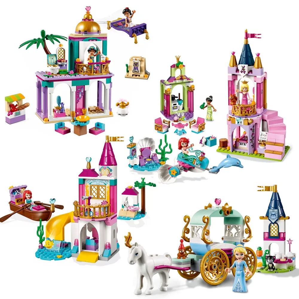 

2019 Friends Princess Aladdin And Jasmine Mermaid Cinderella Figures Building Blocks Bricks Assemble Toys Compatible With Lego