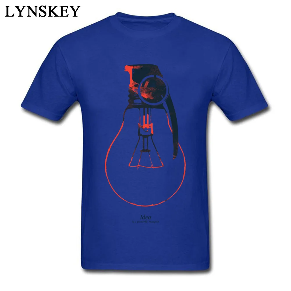Simple Style Tops T Shirt for Men New Coming Summer Fall Crew Neck 100% Cotton T-shirts Idea is a powerful weapon Crazy Tee-Shirts Idea is a powerful weapon blue