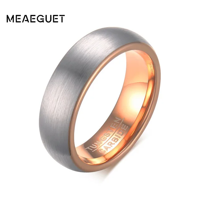 Meaeguet 6mm Wide Rose Gold Color Tungsten Carbide Wedding Band Meaeguet 6mm Wide Rose Gold Color Tungsten Carbide Wedding Band Rings For Women Matte Finished Jewelry