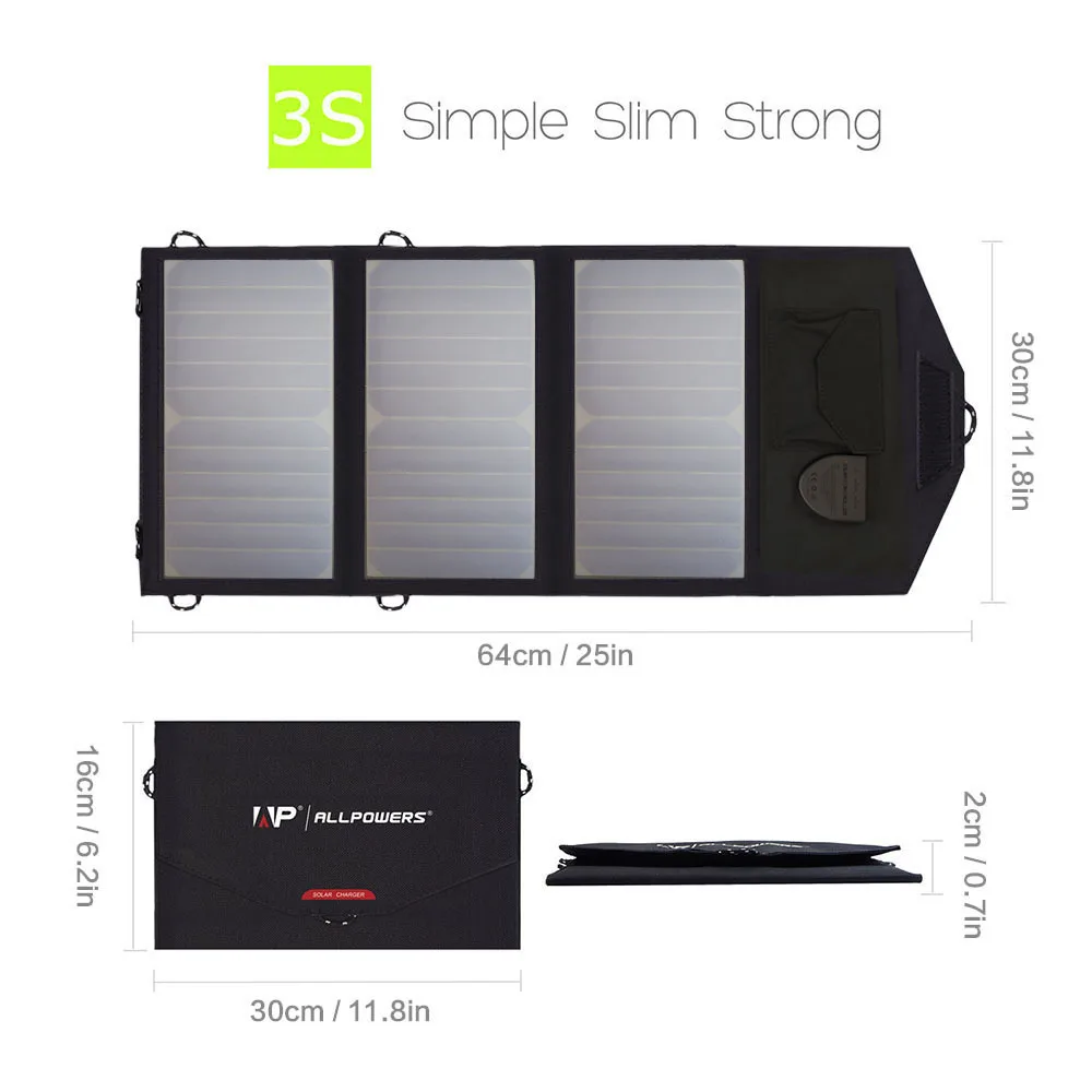 Все мощности S портативное зарядное устройство на солнечной батарее USB 18 в 12 В 5 в 21 Вт 20 Вт складной мобильный внешний аккумулятор для ноутбука, телефона, батареи солнечных батарей