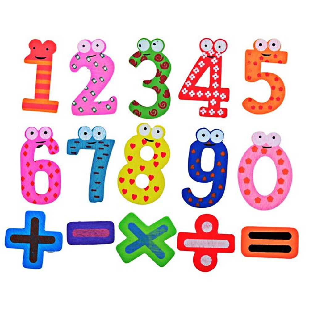 

15 Pcs Fridge Magnet Baby Toy Number Wooden Fridge Magnet Toy Refrigerator Message Board Educational Kids Math Toys