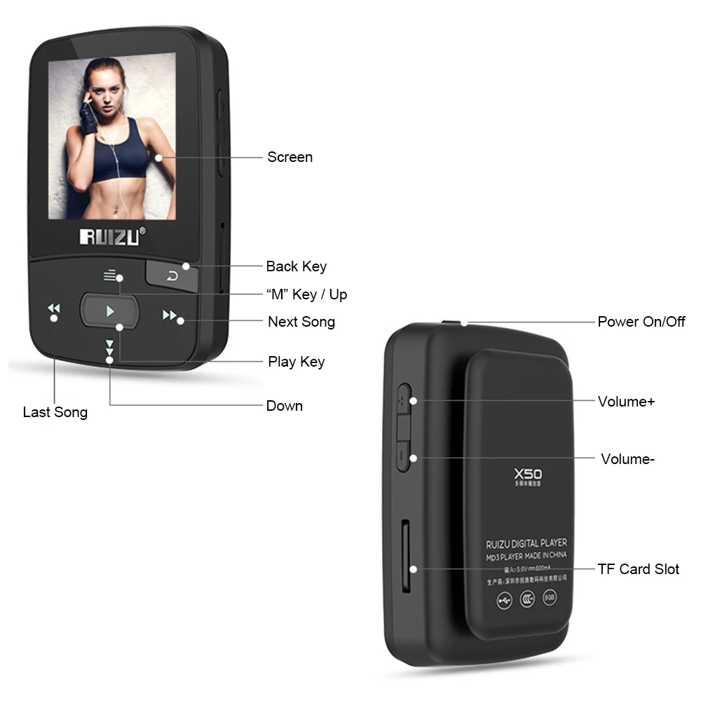 Мини 8 Гб Bluetooth MP3 плеер HiFi без потерь музыкальный с шагомером fm радио записывающим