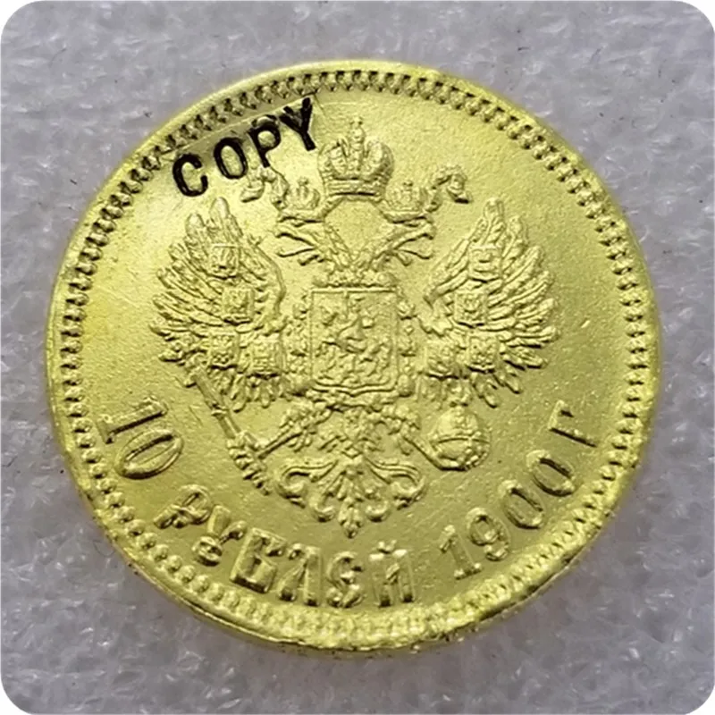 1898-1911 Россия 10 ROUBLE CZAR NICHOLAS II Золотая копия монет - Цвет: 1900