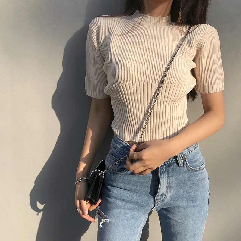 Женская футболка с круглым вырезом RUGOD Повседневная коротким рукавом и весна