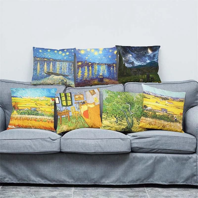 

Famous oil painting Art Star filed cushion cover Home Decoration sofa chair seat Pillow case kids bedroom present friend gift