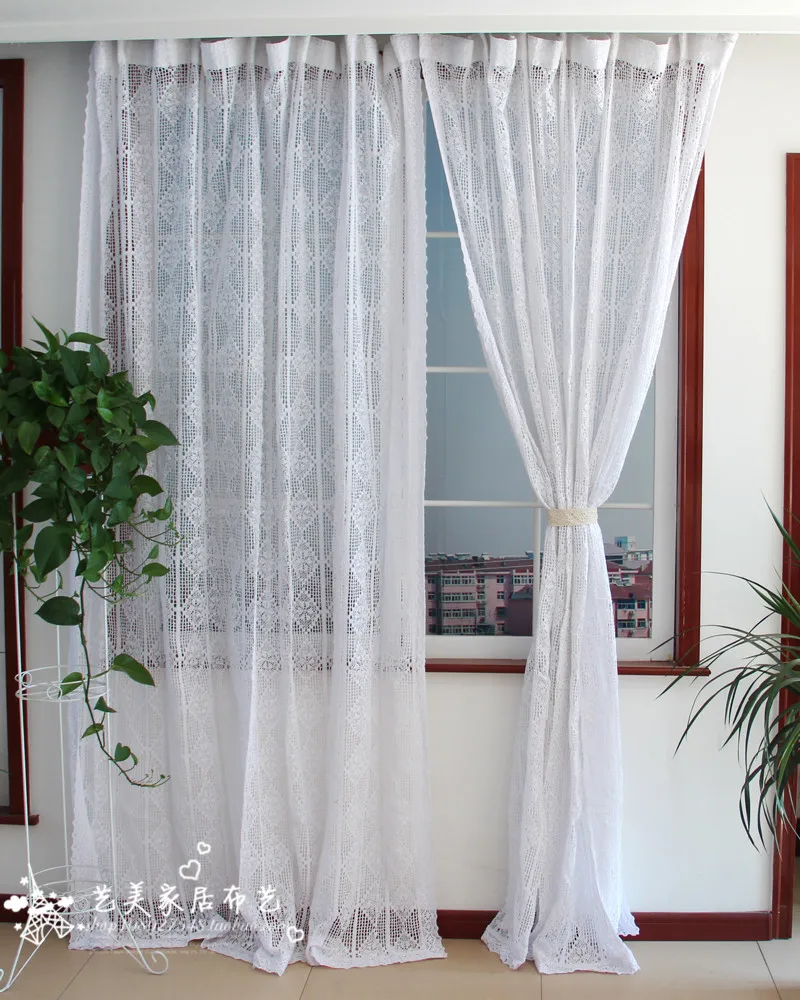 Modern Openwork Lace Stitching font b Crochet b font Finished font b Curtains b font Chinese