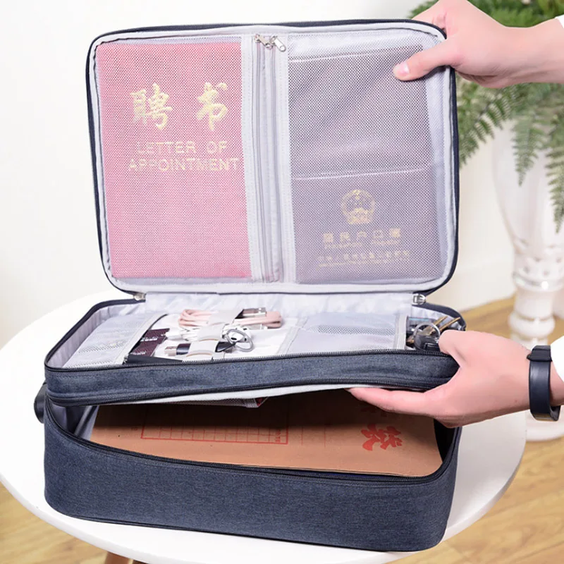 

Multi-functional Layer Double Document Bags Business Briefcases Handbag Portable Waterproof Cloth Organized Zip Tote Accessorie