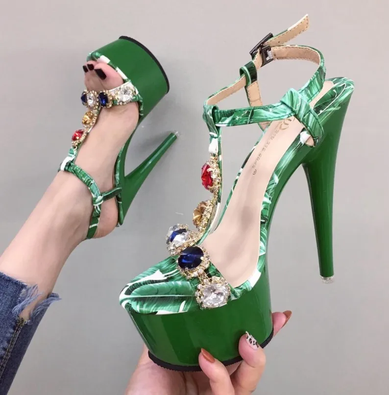 

Sarairis New Fashion Luxury Crystal Ladies High Heels Platform Shoes Woman Casual Party Sexy Summer Sandals 2019 Shoes Female