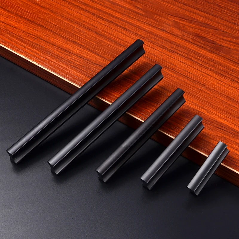 

Black Aluminum Alloy Simple Knobs Modernized Drawer Cabinet Kitchen Door Handles Furniture Pull Knob For Houseware Parts 5Sizes