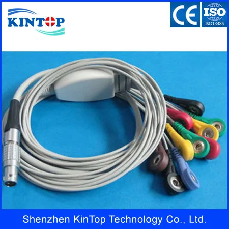 Landcom 10 Pin Telemetry 12 Channel ECG Holter Cable, 10 Leads IEC SNAP
