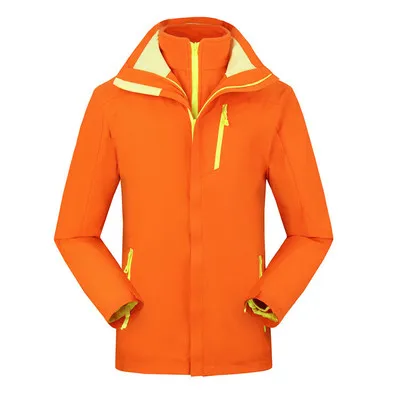 Женские Водонепроницаемые куртки 3 в 1 для походов, Мужские дышащие флисовые пальто, походная одежда, куртки для охоты и альпинизма - Цвет: Men orange