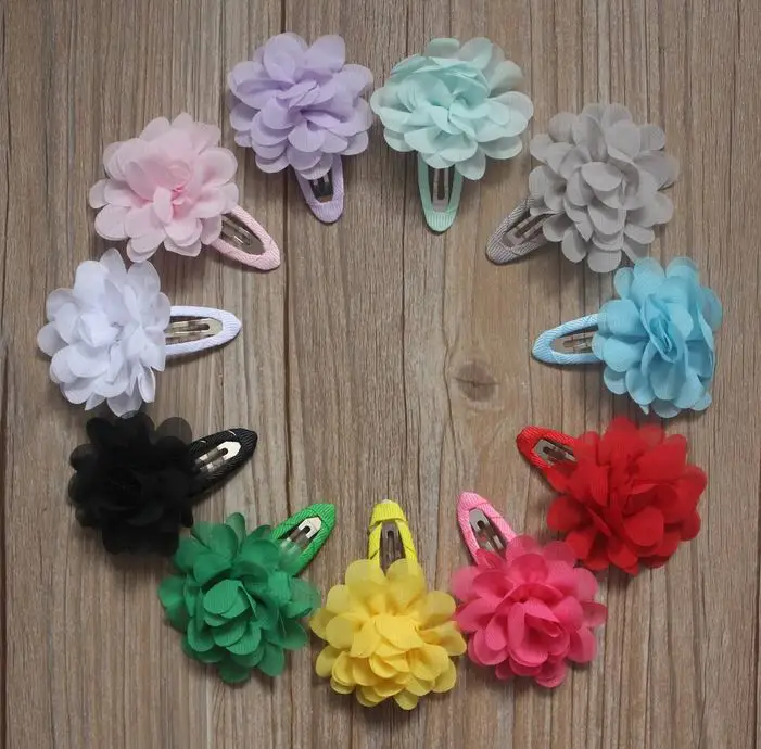 

40pcs 5cm Chiffon Fabric Hair Clip Flower for Girl's Hair Accessories,Hair Flower Supplies for Kids
