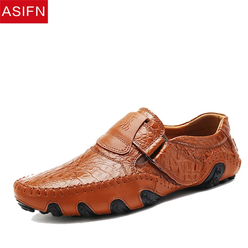 

ASIFN Men Genuine Leather Shoes Men's Flats Casual Luxury Brand Man Loafers Comfortable Soft Driving Shoes Slip on Moccasins