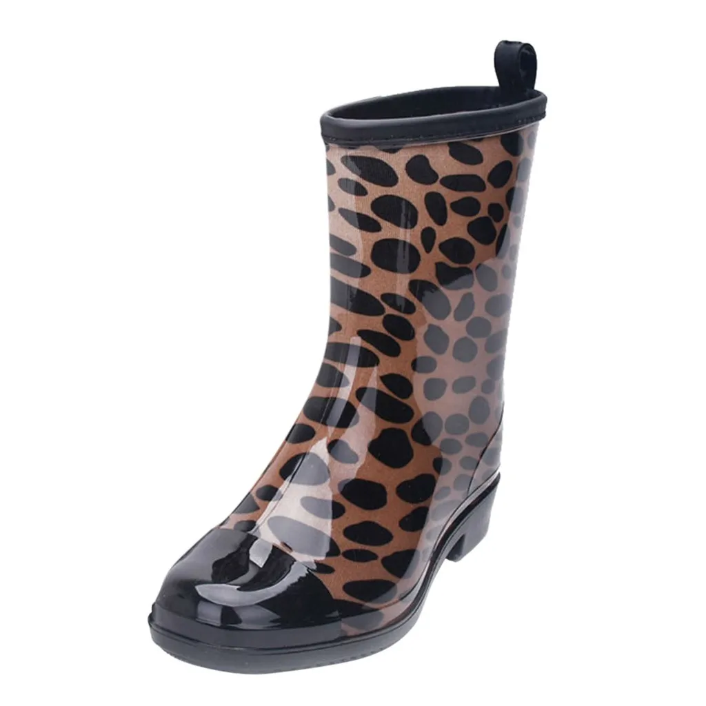 Women Colorful Rainboots 2019 New Punk Style Mid Boots Women's Non Slip