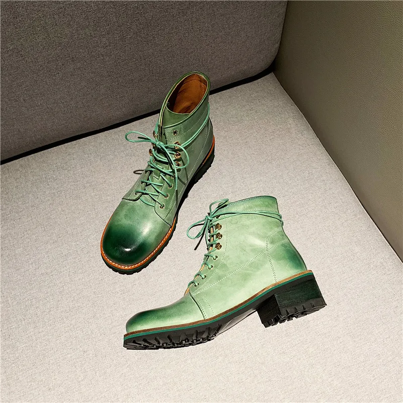 FEDONAS/зимние классические ботинки; качественные женские ботильоны из натуральной кожи; короткие ботинки в стиле панк на высоком каблуке со шнуровкой; Женская офисная обувь