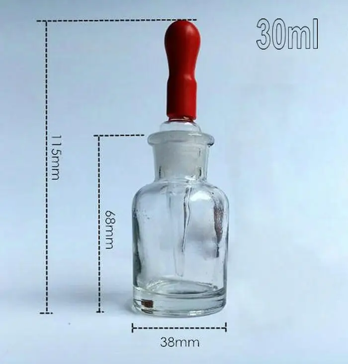 

30ml Transparent Glass Dropping Bottle Laboratory Dropper Reagent Bottle With Rubber Suction Bulb
