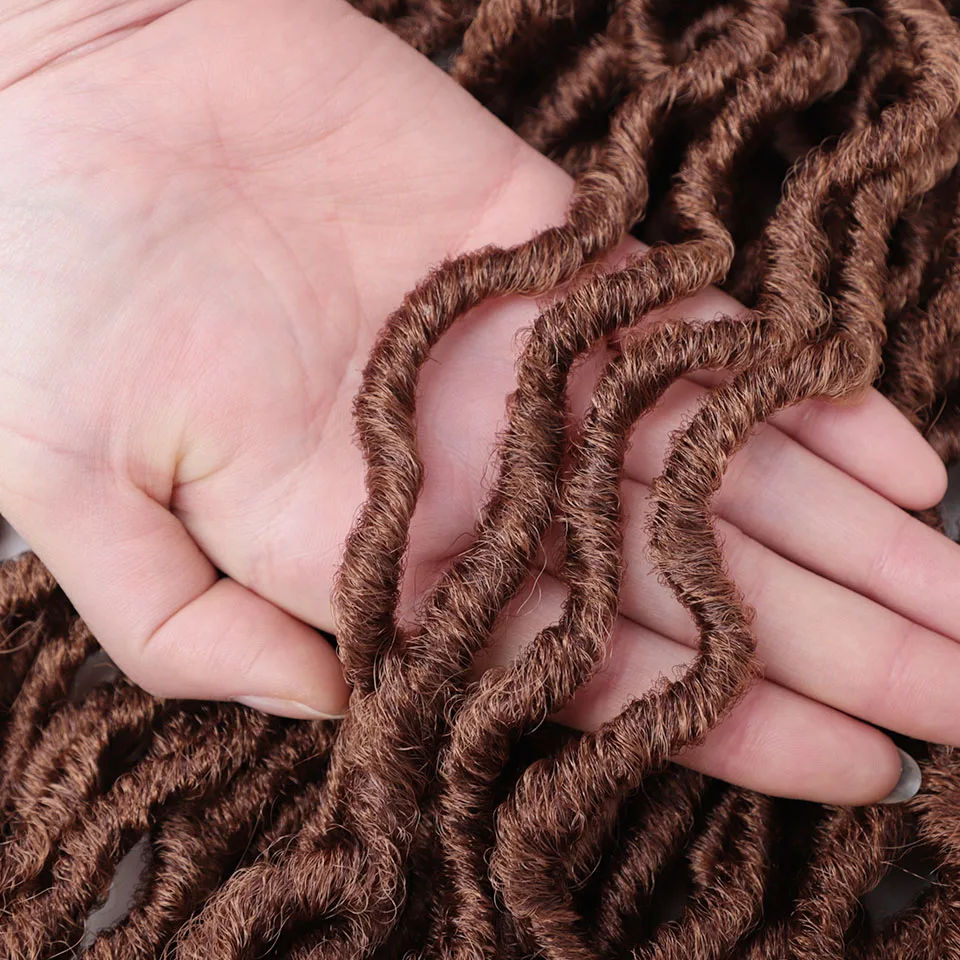 12 Inch Nu Locs Crochet Hair Braids Faux Locs Curly Synthetic Pre Loop Crochet Ombre Braiding Hair Brown Black Doris beauty