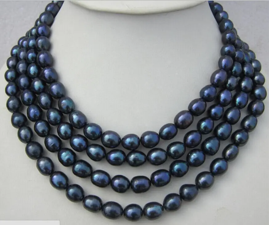 

59 INCH HOT HUGE 11-13MM SOUTH SEA BLACK PEARL NECKLACE 14K GOLD CLASP t